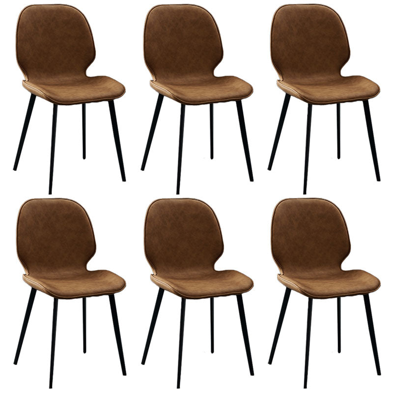 Sillas con respaldo de estilo industrial, sillas sin brazos de comedor de cuero para cocina