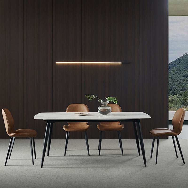 Sillas con respaldo de estilo industrial, sillas sin brazos de comedor de cuero para cocina