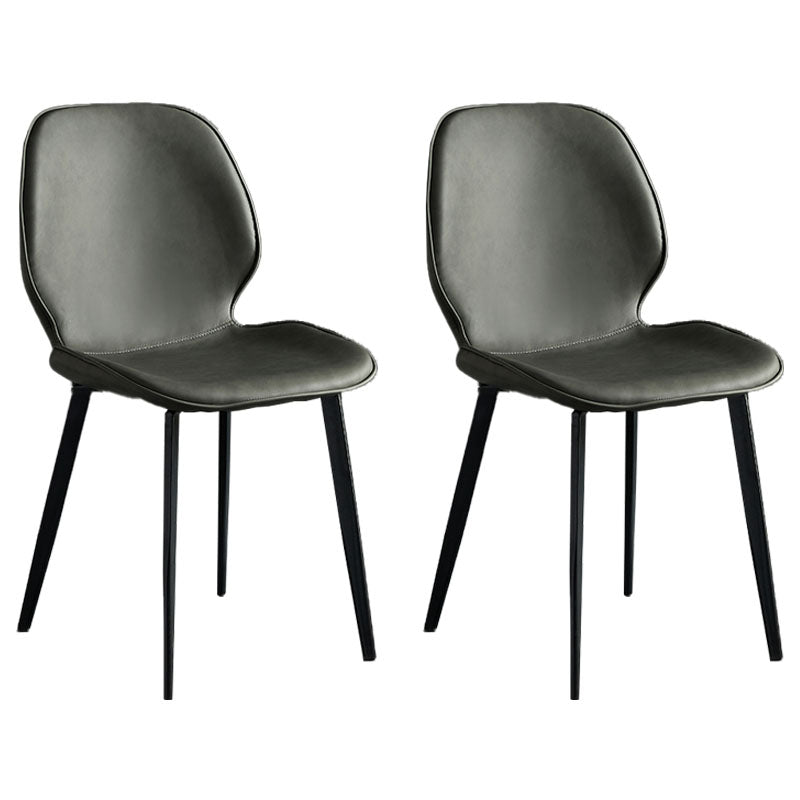 Industrial Style Wingback Chairs Leather Dining Armless Chairs for Kitchen