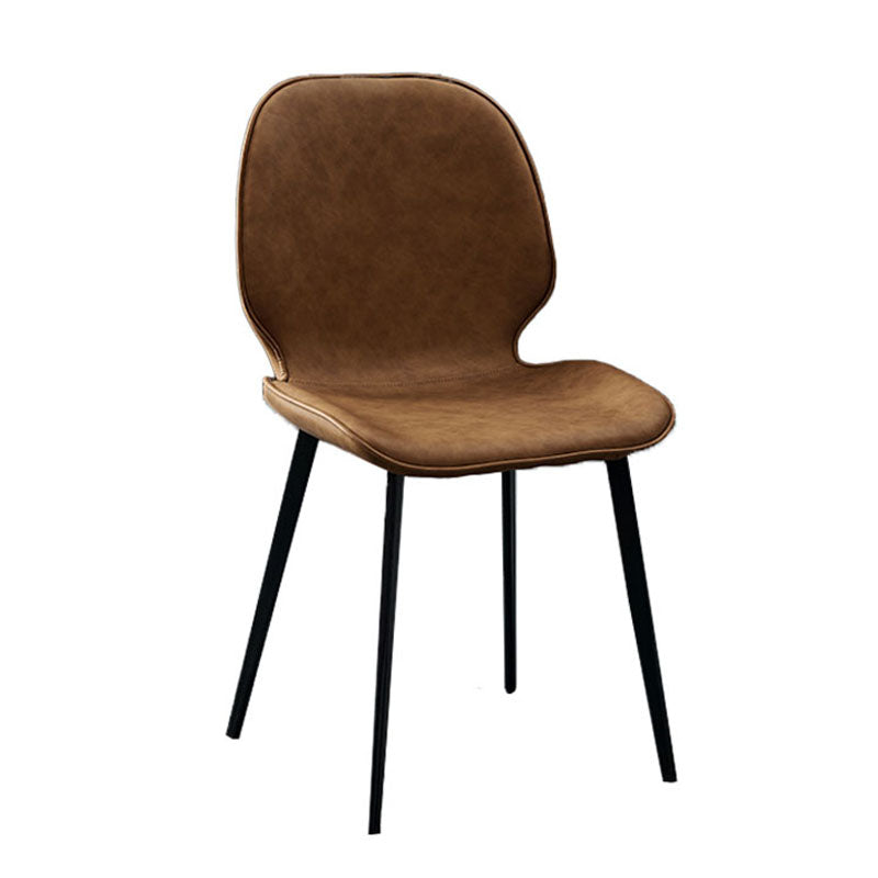 Sillas con respaldo de estilo industrial, sillas sin brazos de comedor de cuero para cocina