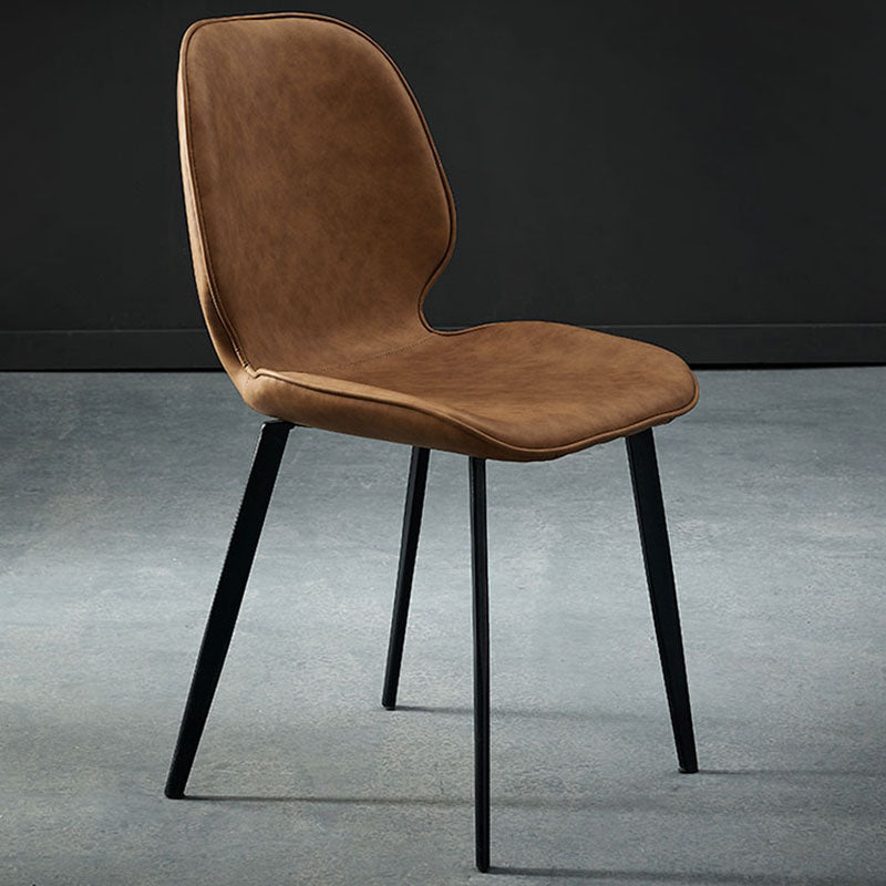 Sillas con respaldo de estilo industrial, sillas sin brazos de comedor de cuero para cocina