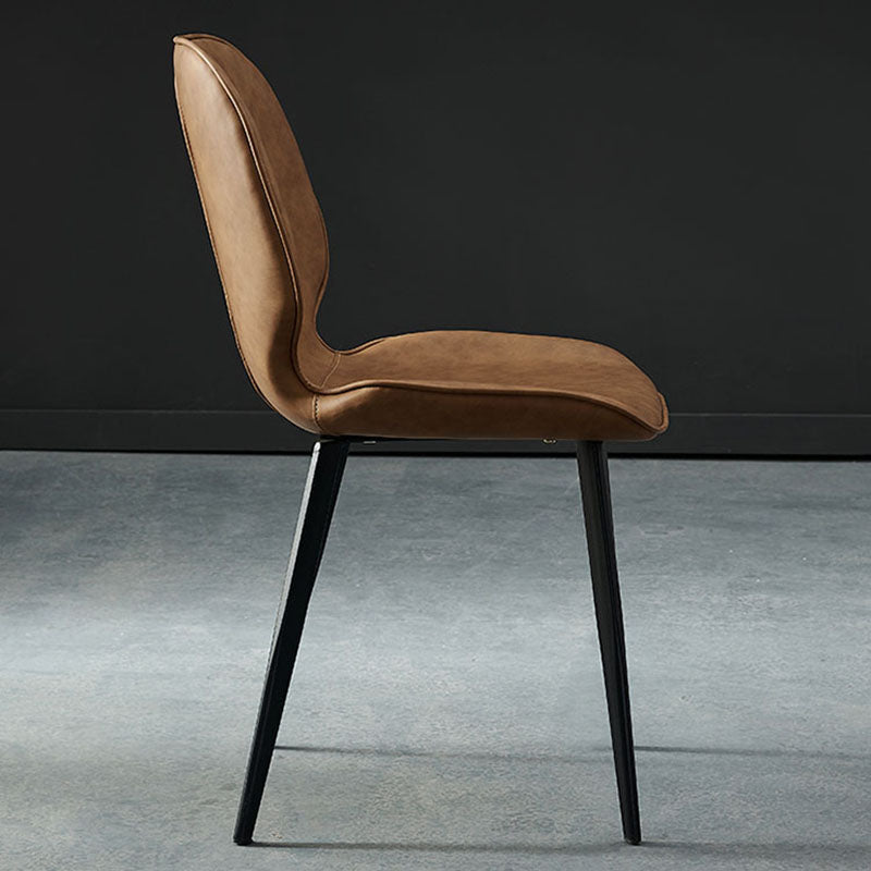 Sillas con respaldo de estilo industrial, sillas sin brazos de comedor de cuero para cocina