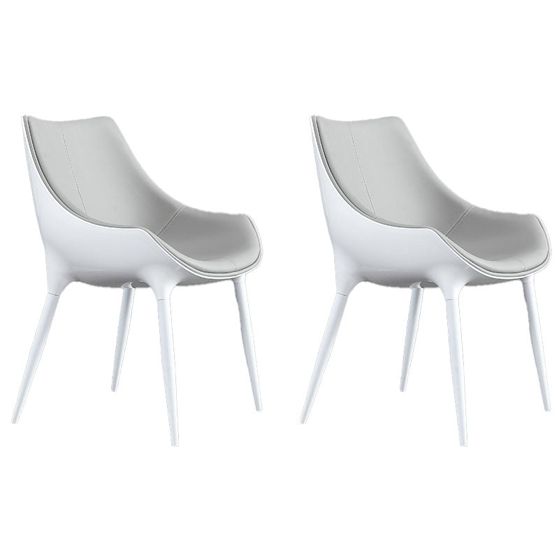 Hedendaagse stijl lederen eetkamerstoelen stoere achterstoelen met achterste arm (set van 2)