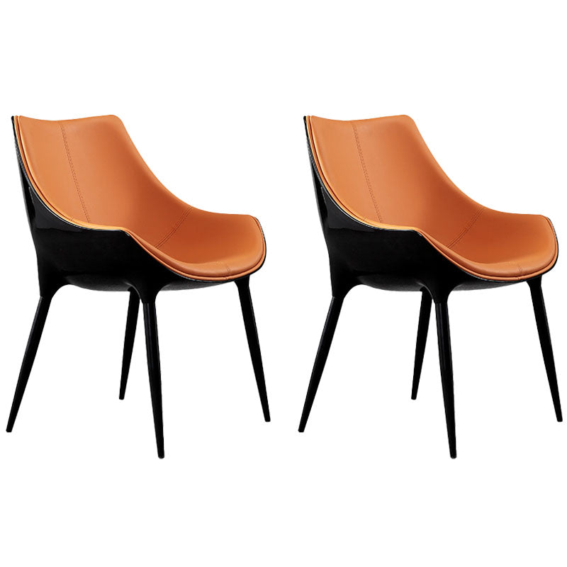 Hedendaagse stijl lederen eetkamerstoelen stoere achterstoelen met achterste arm (set van 2)