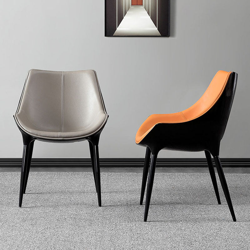 Hedendaagse stijl lederen eetkamerstoelen stoere achterstoelen met achterste arm (set van 2)