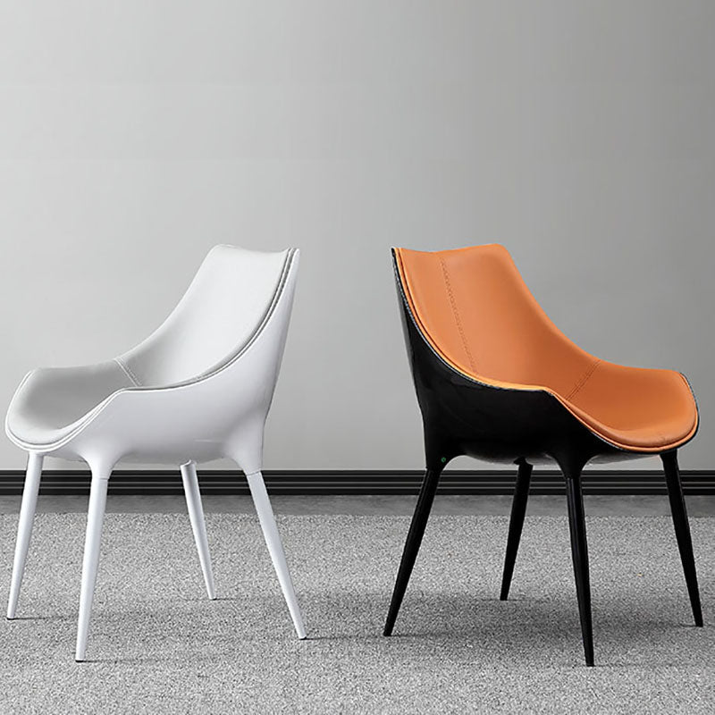 Hedendaagse stijl lederen eetkamerstoelen stoere achterstoelen met achterste arm (set van 2)