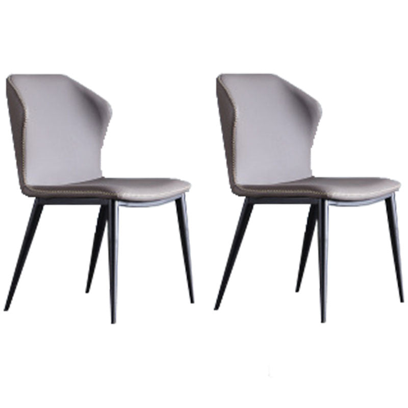 Industrial Style Wingback Chairs Leather Dining Chairs for Home (Set of 2)