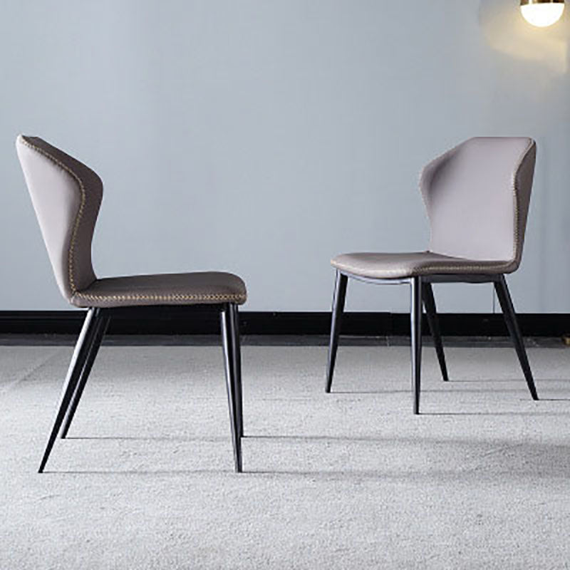 Sillas de comedor de cuero con respaldo de estilo industrial para el hogar (juego de 2)