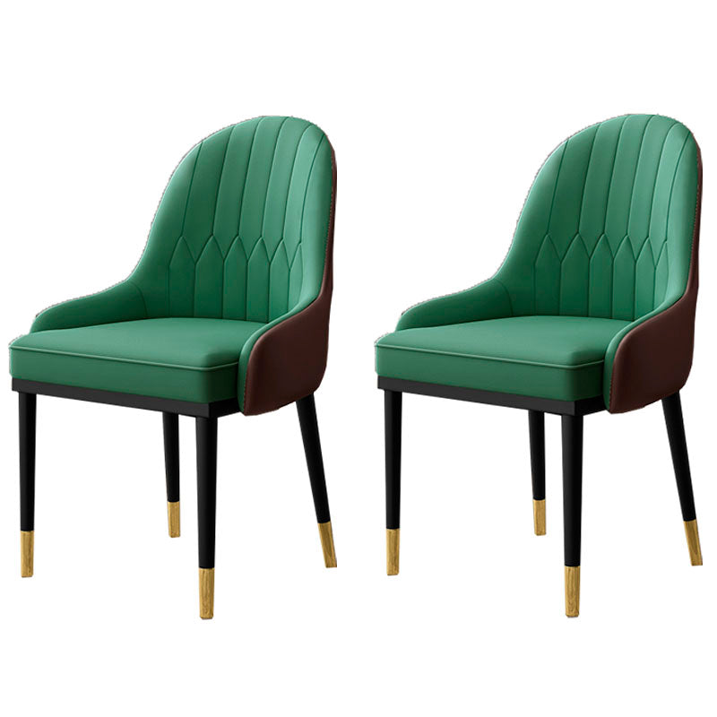 Scandinavian Style Upholstered Arm Side Chairs Solid Back Dining Chairs (Set of 2)