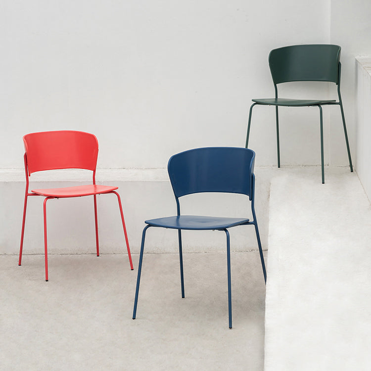 Sillas de comedor contemporáneas, sillas laterales sin brazos con patas de metal para cocina