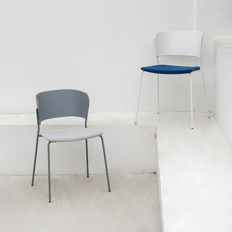 Sillas de comedor contemporáneas, sillas laterales sin brazos con patas de metal para cocina