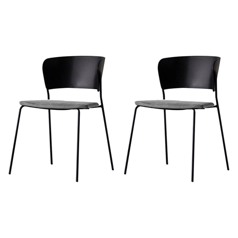 Sillas de comedor contemporáneas, sillas laterales sin brazos con patas de metal para cocina