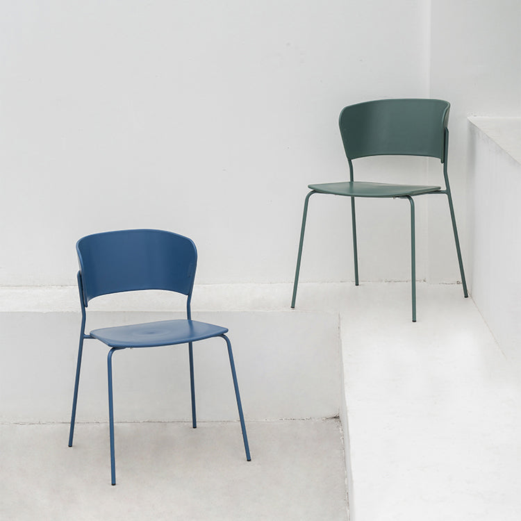 Sillas de comedor contemporáneas, sillas laterales sin brazos con patas de metal para cocina