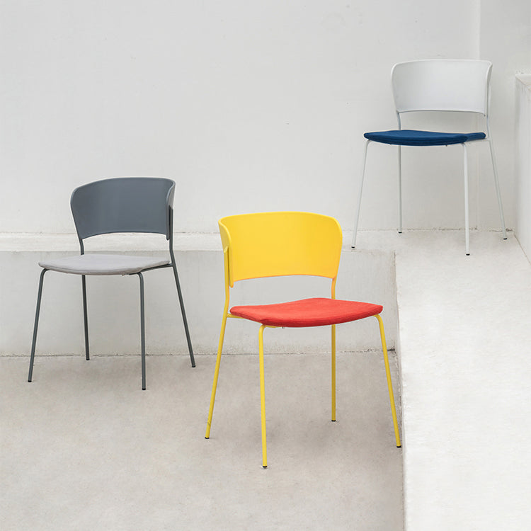 Sillas de comedor contemporáneas, sillas laterales sin brazos con patas de metal para cocina