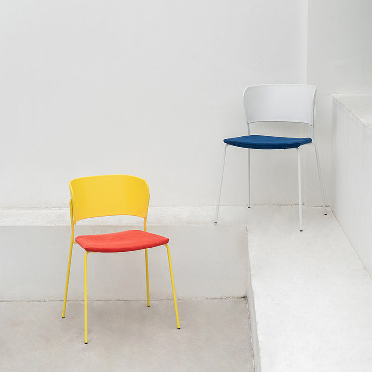 Sillas de comedor contemporáneas, sillas laterales sin brazos con patas de metal para cocina