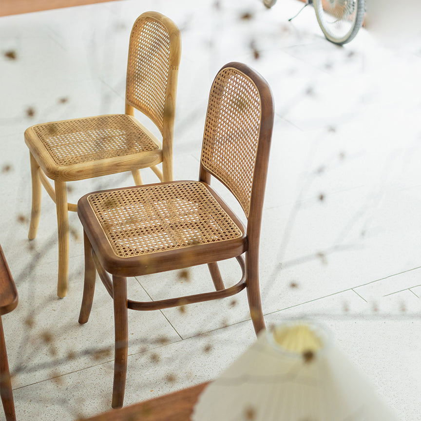 Silla de comedor tradicional sin brazos, sillas laterales con respaldo abierto y patas de madera