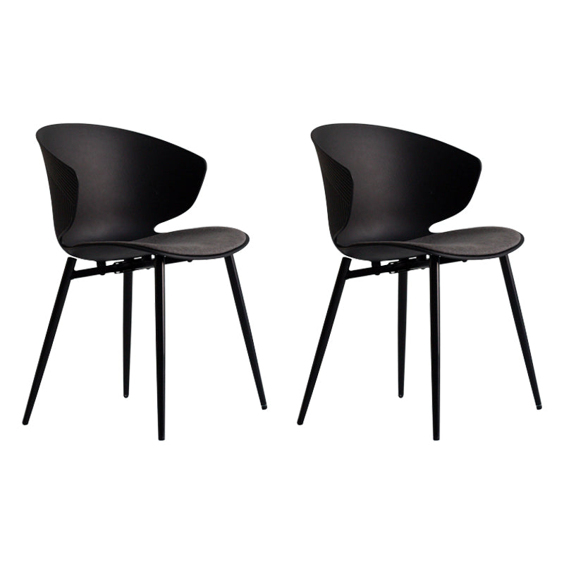 Contemporary Style Dining Chair Armless Wingback Side Chairs with Metal Legs