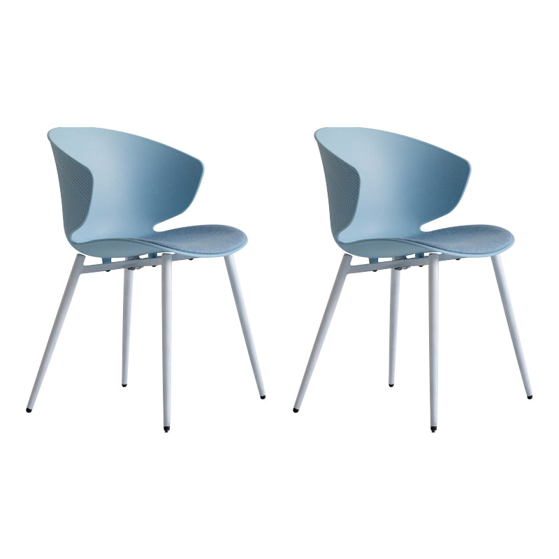 Contemporary Style Dining Chair Armless Wingback Side Chairs with Metal Legs