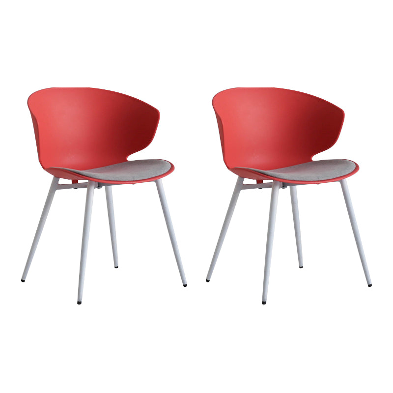 Contemporary Style Dining Chair Armless Wingback Side Chairs with Metal Legs