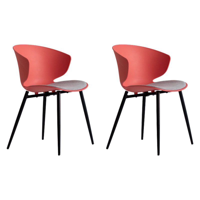 Contemporary Style Dining Chair Armless Wingback Side Chairs with Metal Legs
