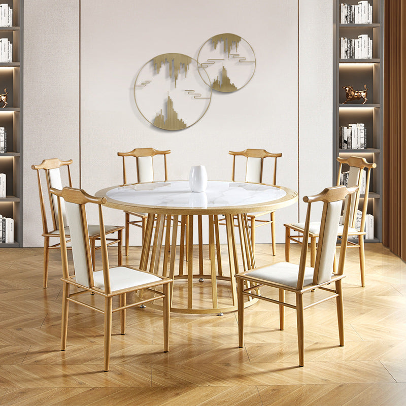 Silla de comedor de metal moderno Silla de comedor de cuero con respaldo alto para uso en restaurantes