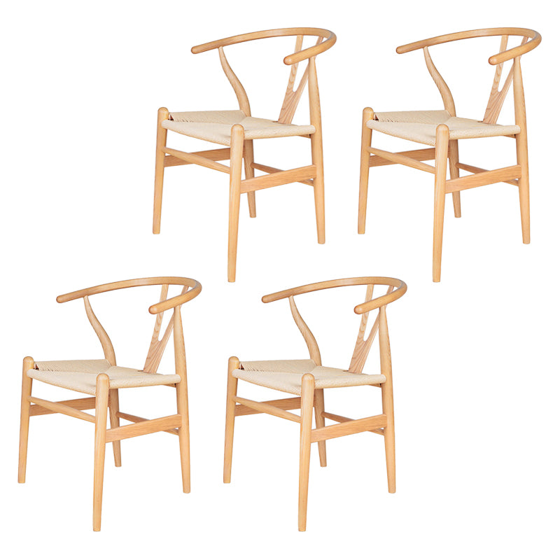 Silla de comedor de madera moderna, sillas de comedor de hueso con horquilla sin brazos para uso doméstico