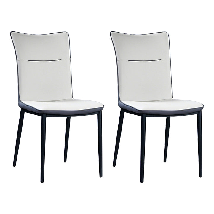 Leather Upholstered Dining Chairs Solid Back Side Chairs with Metal Legs