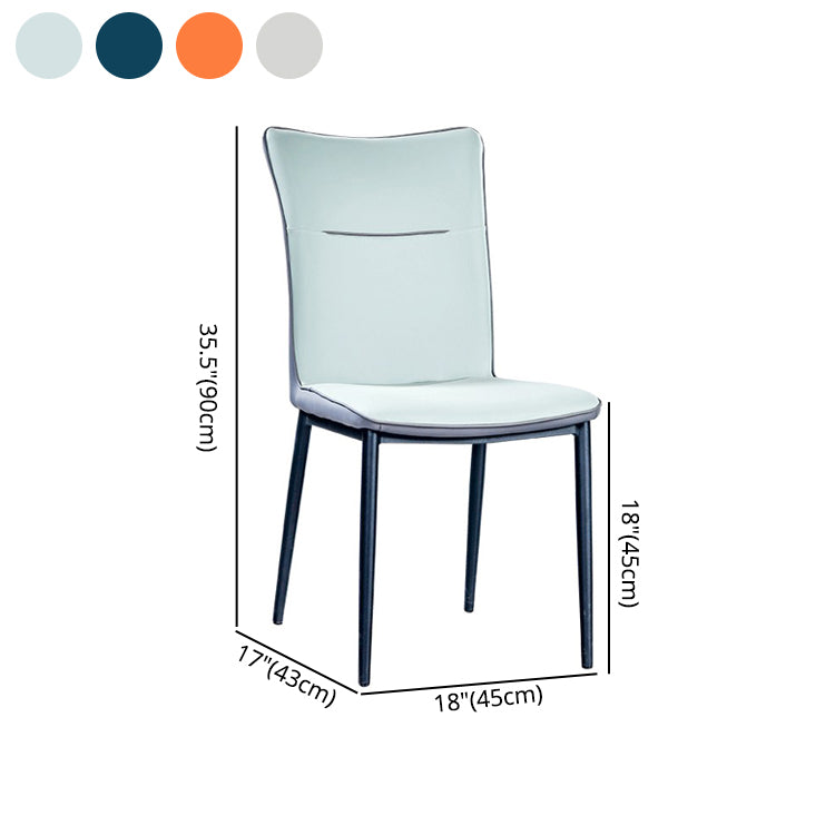 Sillas de comedor tapizadas de cuero Sillas laterales con respaldo sólido con patas de metal