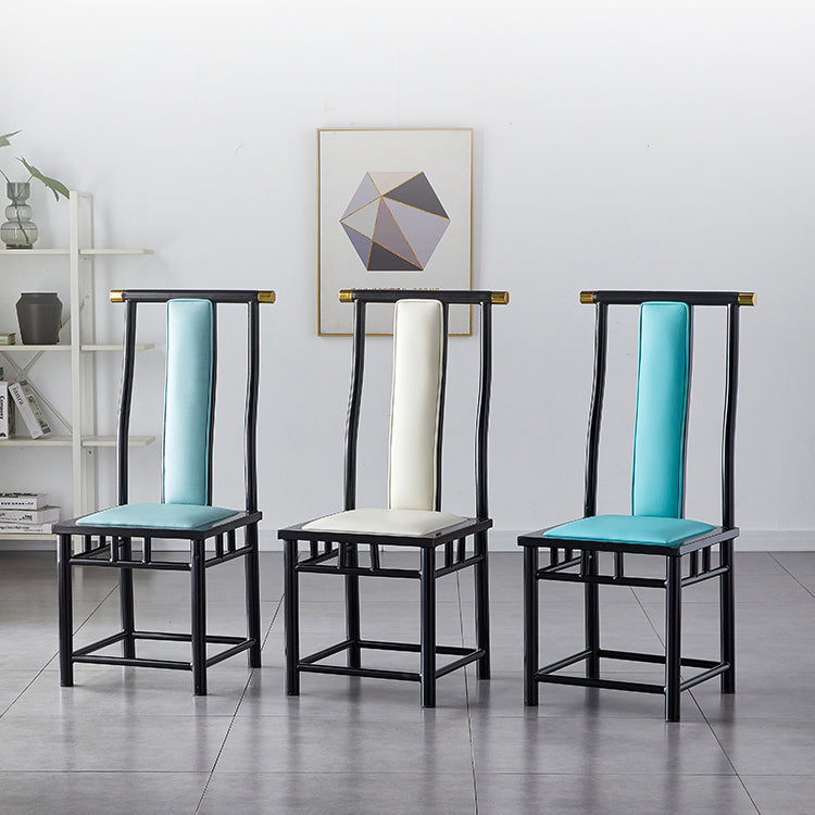 Silla de comedor de metal moderno con respaldo de listones, silla de comedor para uso en restaurantes