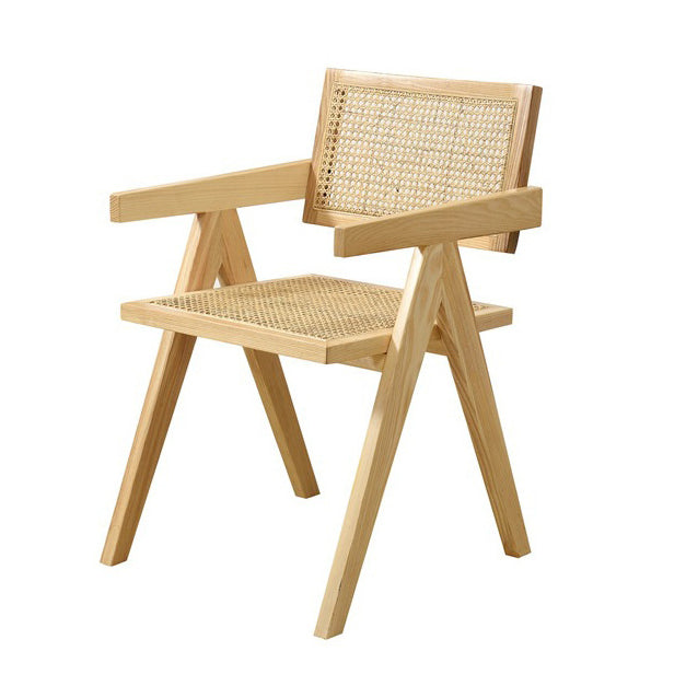 Traditional Wood Dining Arm Chair Rattan Dining Chairs for Restaurant Use