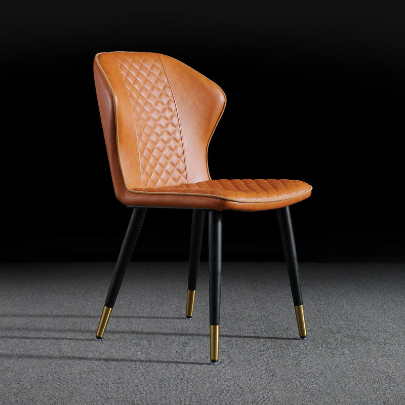 Silla lateral escandinava interior Silla de comedor tapizada de metal con respaldo