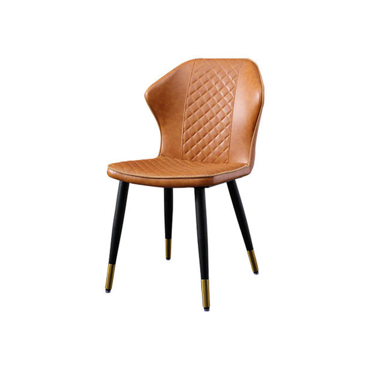 Silla lateral escandinava interior Silla de comedor tapizada de metal con respaldo