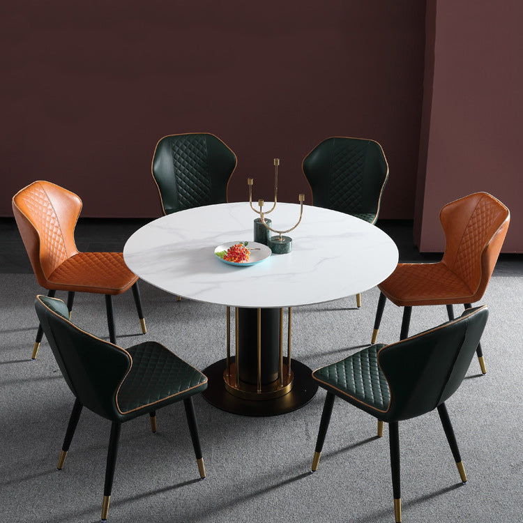 Silla lateral escandinava interior Silla de comedor tapizada de metal con respaldo