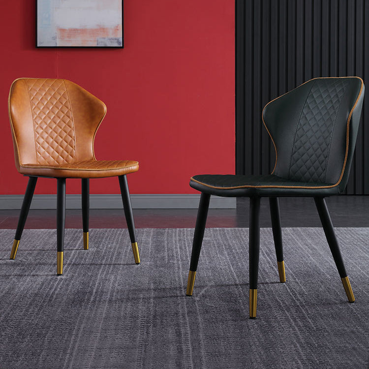 Silla lateral escandinava interior Silla de comedor tapizada de metal con respaldo