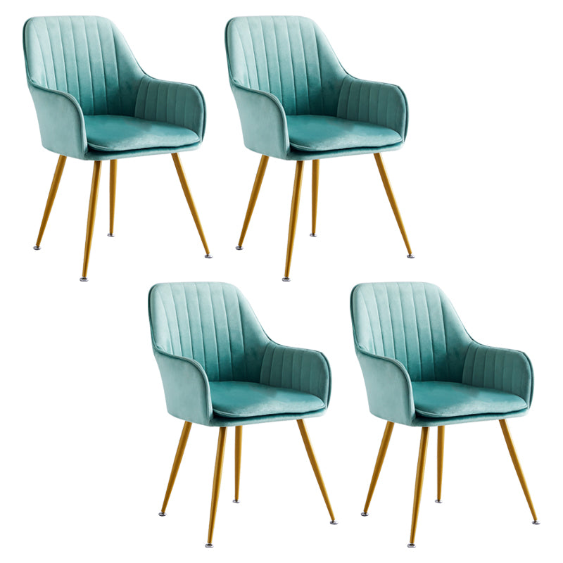 Scandinavian Bedroom Solid Back Arm Chair Velvet Matte Finish Dining Chair