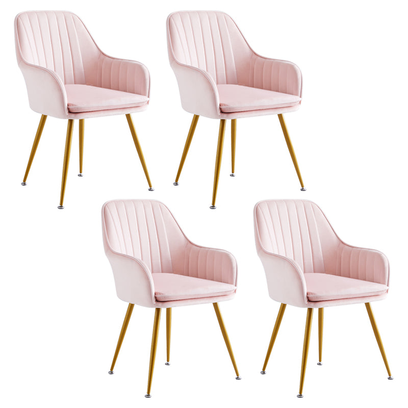 Scandinavian Bedroom Solid Back Arm Chair Velvet Matte Finish Dining Chair