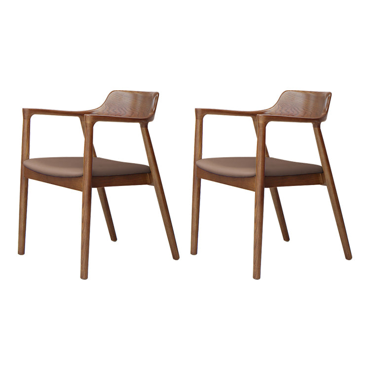 Traditional Wood Dining Arm Chair Faux Leather Dining Chairs for Home Use
