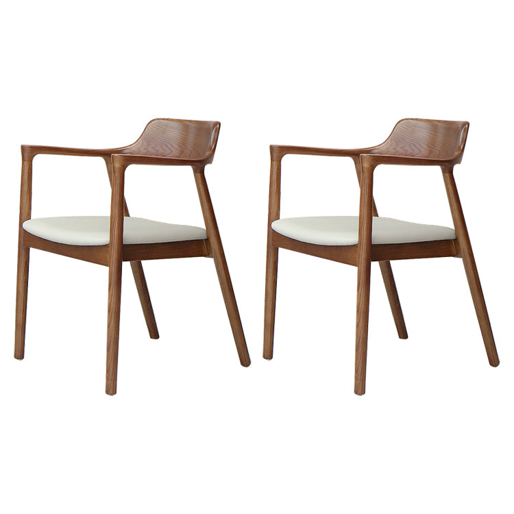 Traditional Wood Dining Arm Chair Faux Leather Dining Chairs for Home Use