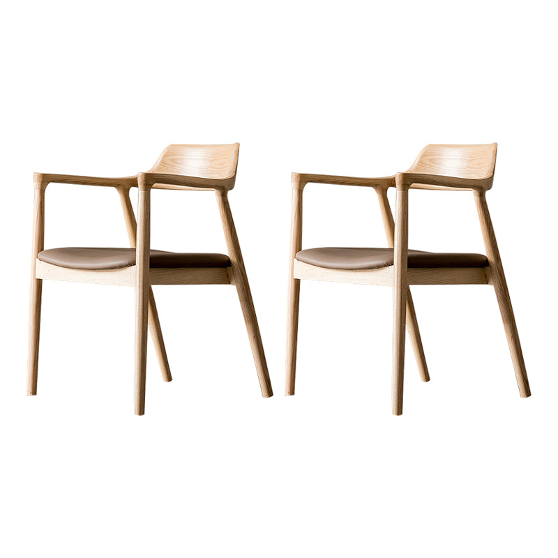 Traditional Wood Dining Arm Chair Faux Leather Dining Chairs for Home Use