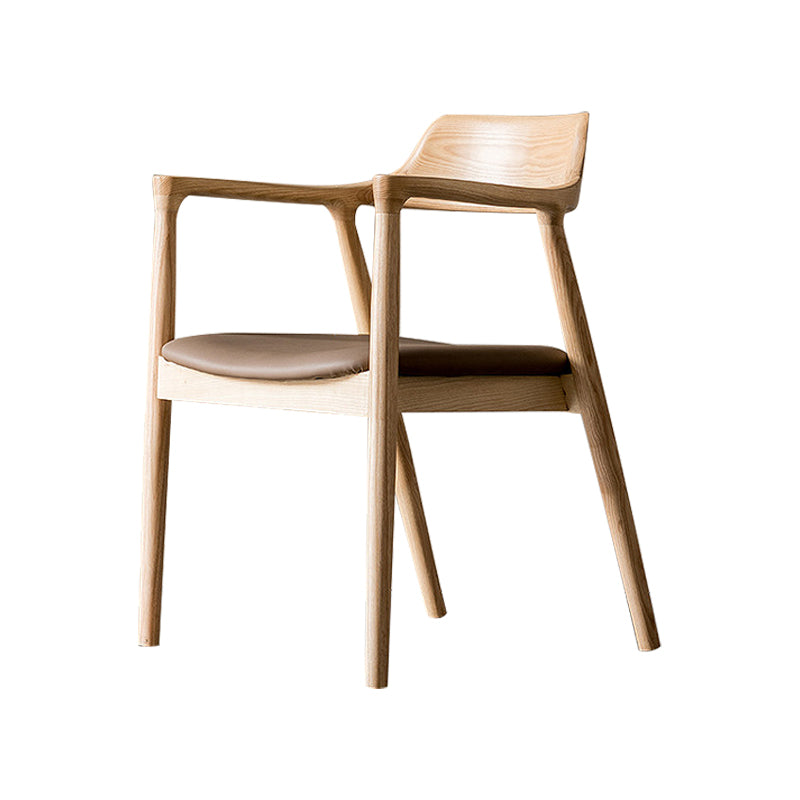 Silla de comedor de madera tradicional, sillas de comedor de cuero sintético para uso doméstico