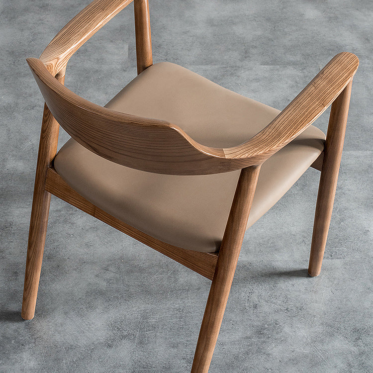 Silla de comedor de madera tradicional, sillas de comedor de cuero sintético para uso doméstico