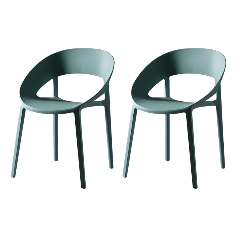 Minimalist Style Plastic Dining Armless Chair Open Back Dining Side Chair