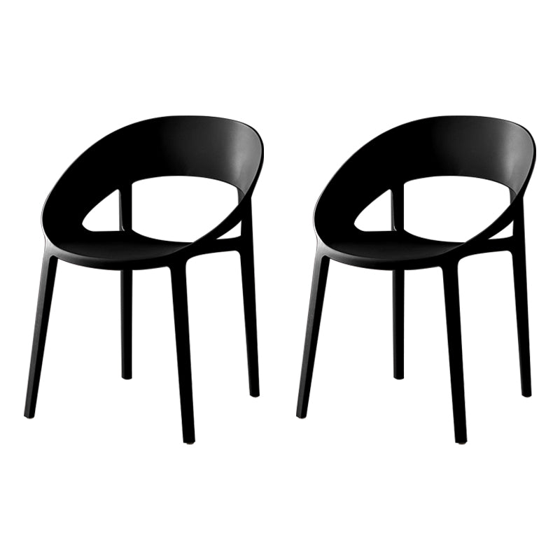 Minimalist Style Plastic Dining Armless Chair Open Back Dining Side Chair