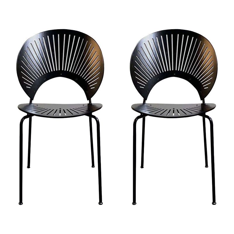 Contemporary Home Side Chair Open Back Metal Legs Wood Dining Room Chair