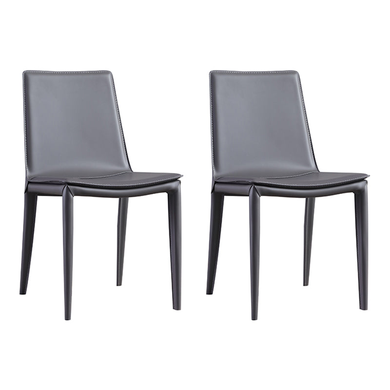 Contemporary Indoor Side Chair Solid Back Metal Upholstered Dining Room Chair
