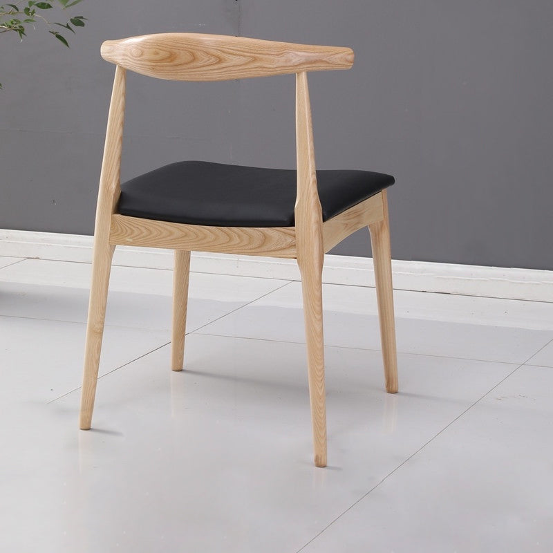 Chaise d'appoint de salle à manger contemporaine en bois, chaise de salle à manger à dossier ouvert avec pieds en noyer