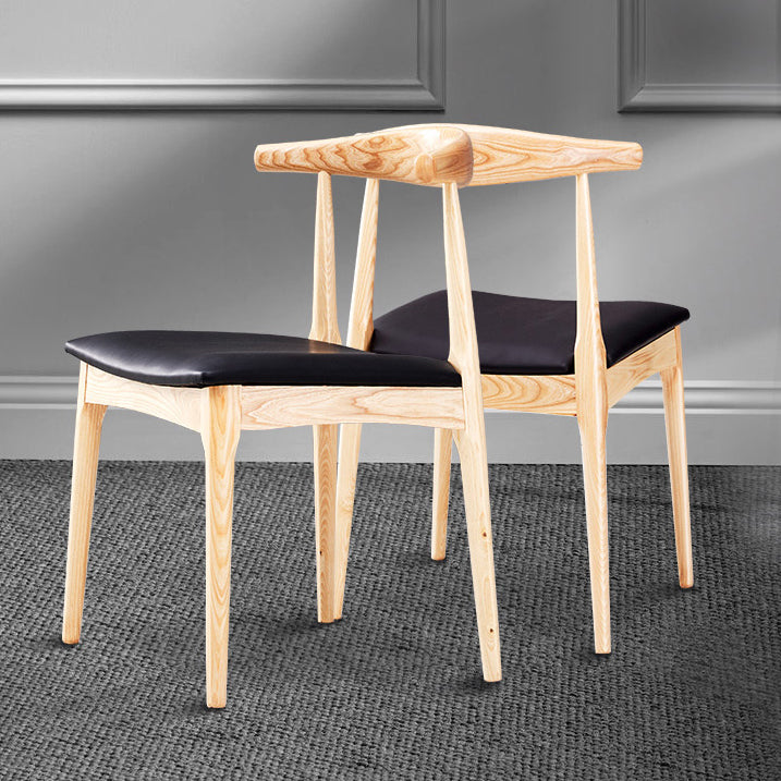Chaise d'appoint de salle à manger contemporaine en bois, chaise de salle à manger à dossier ouvert avec pieds en noyer
