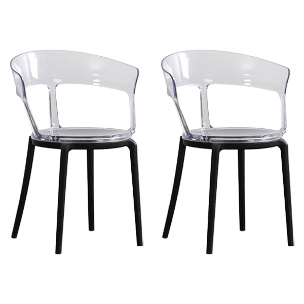 Contemporary Plastic Restaurant Side Chair Clear Open Back Dining Chair