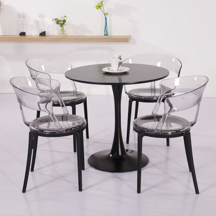 Contemporary Plastic Restaurant Side Chair Clear Open Back Dining Chair