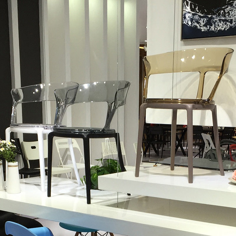 Contemporary Plastic Restaurant Side Chair Clear Open Back Dining Chair
